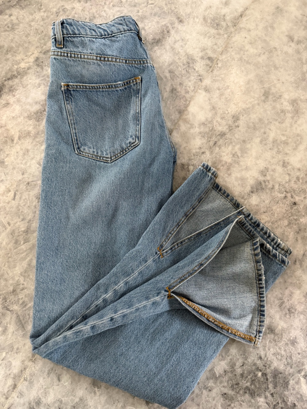 Free People "We The Free" High Waist Slit Hem Straight Jeans